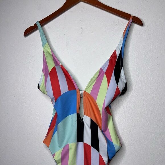 SANCTUARY Womens Cut-Out Stripe One-Piece Swimsuit Size XS - Picture 4 of 7